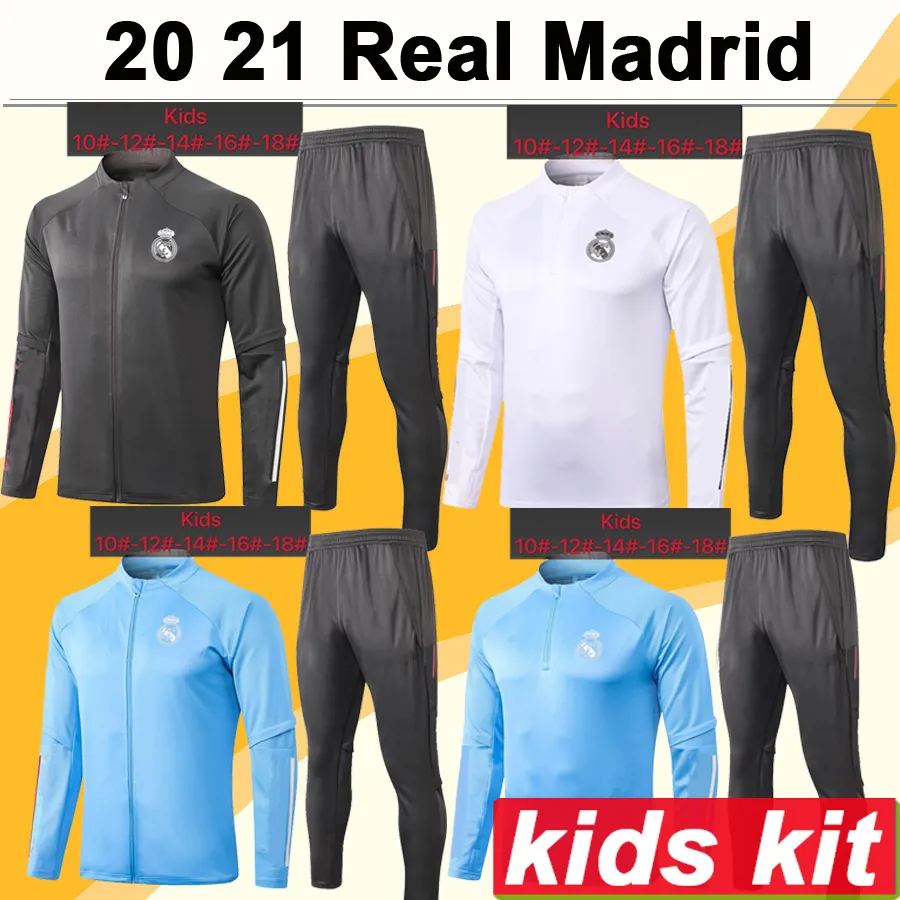 20 21 véritable veste de Madrid Kit enfants Jerseys de football Sergiio Ramos Benzema Tracksuit Enfant Tracks Former Football Shirts Top