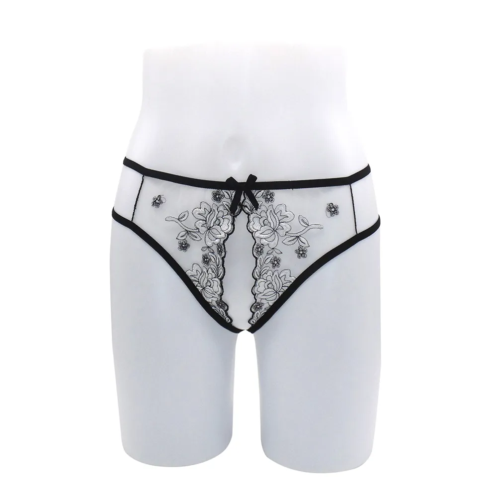 3Pcs / Lot Geschlecht spielt für Frauen-Spitze Transparent Höschen aushöhlen geöffnete Gabelungs Sexy Thongs Low Waist Erotischen Wäsche