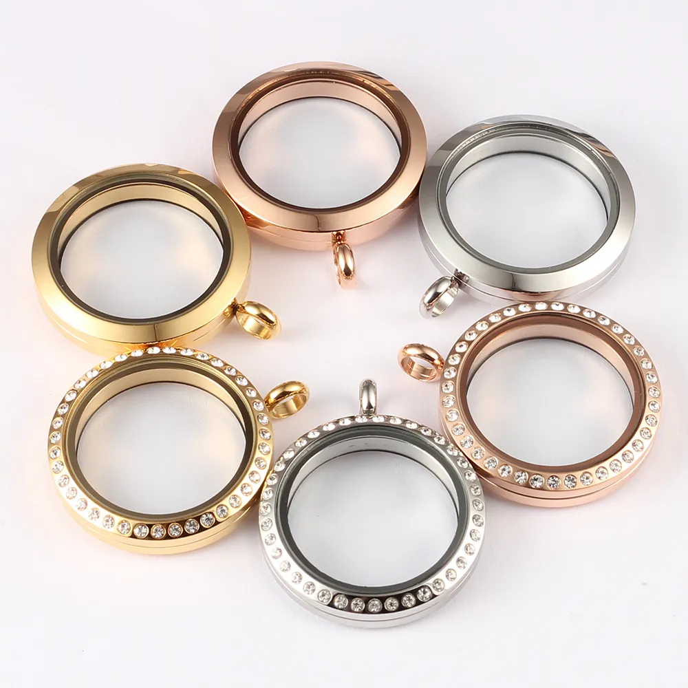 Hot Sale Fashion 30mm Screw Open Waterproof Locket 316L Stainless Steel Floating Charms Living Glass Locket Pendant