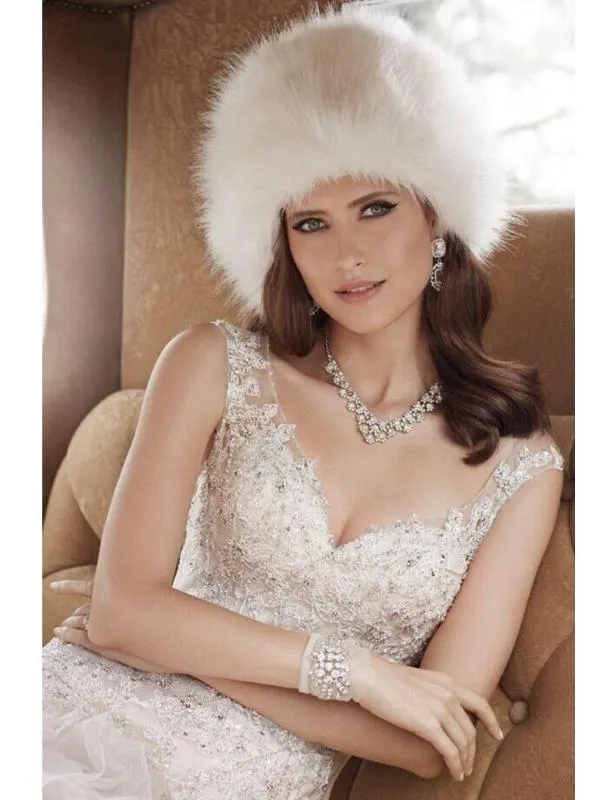 2020 Ivory Red White Bride Hat Brides Fashion Russian Warm Winter