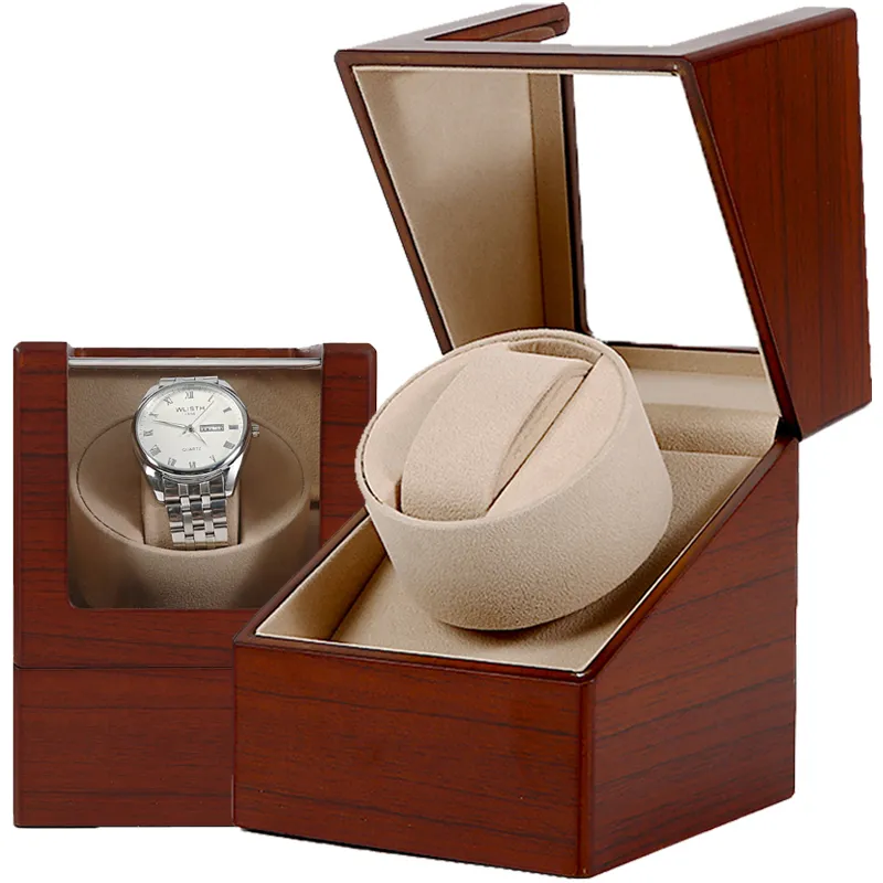 Automatyczne pojedyncze zegarek wiatru drewniane drewniane drewniane wyświetlacz biżuteria szafka do przechowywania skrzynka do przechowywania obudowy Silnik Watch Watch Motor CX271D