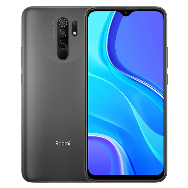 Téléphone portable d'origine Xiaomi Redmi 9 4G LTE 4 Go de RAM 64 Go 128 Go de ROM Helio G80 Octa Core Android 6.53 "Plein écran 13.0MP AI 5020mAh ID d'empreintes digitales Visage Smart Cell Phone