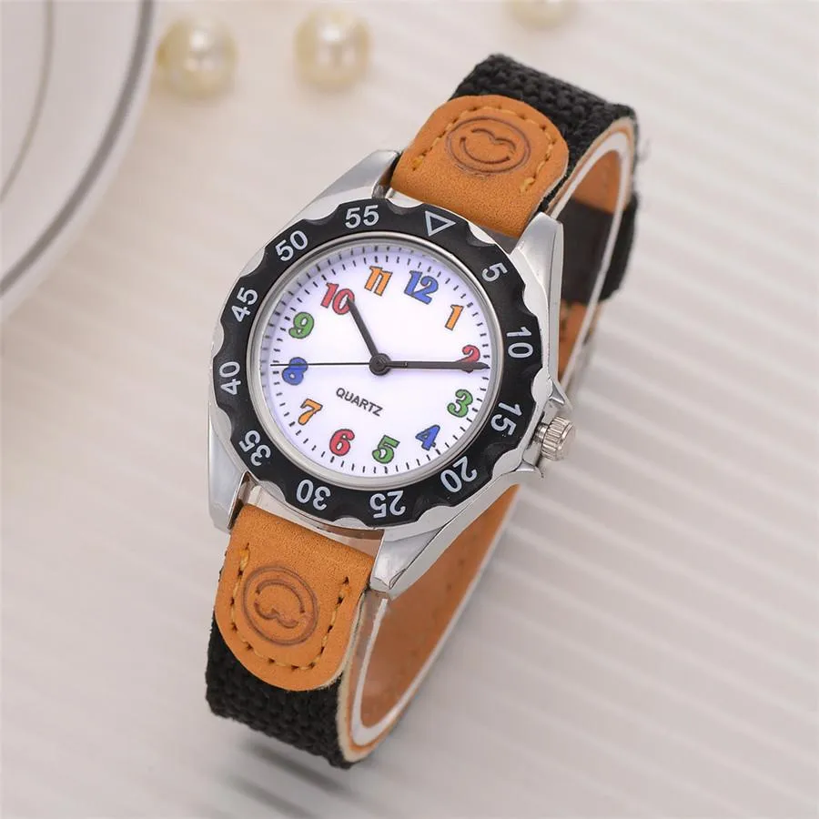 Kids Girl Watch Fashion Colorful Strap Arabic Number Sport Quartz Wrist Watch Fashion Casual Leather Strap Girl Montre Y40279L