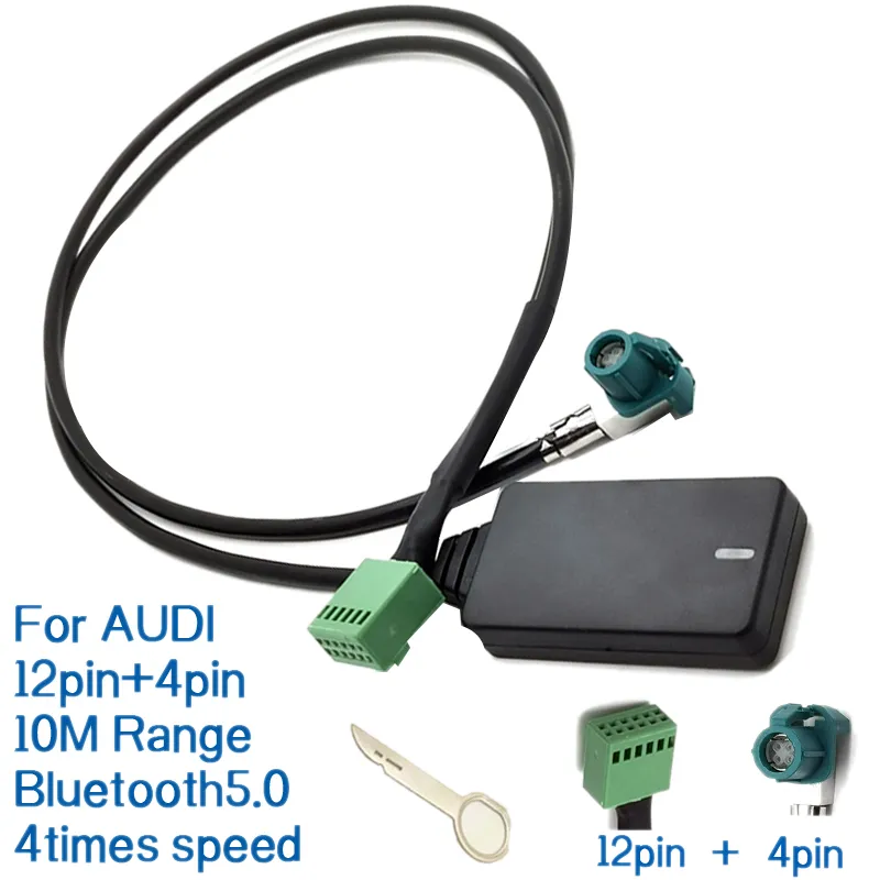 Car Radio 12Pin Plug Bluetooth 5.0 Aux Adapter Wireless Audio