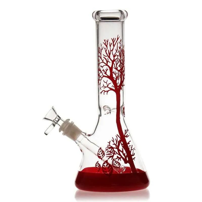 11 pouces 28cm arbre rouge lueur dans le bécher en verre sombre bang Halloween narguilé conduite d'eau bouteilles d'eau couleurs assorties fabriquées par commande OEM