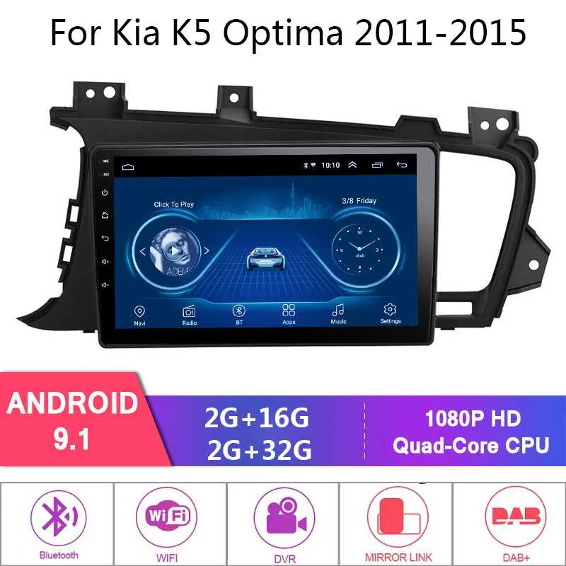 9 '' Android 9.1 2 Din Araç Multimedya Oyuncu Oto Radyo Stereo Ses İçin KIA K5 GPS Navigasyon Kafa Birimi Hayır dvd araba dvd 2DIN 2011-2020