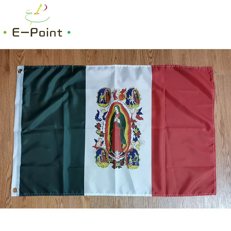 Drapeau notre-dame de Guadalupe mexique 3*5 pieds (90cm x 150cm), bannière décorative en Polyester, drapeau volant de jardin de maison