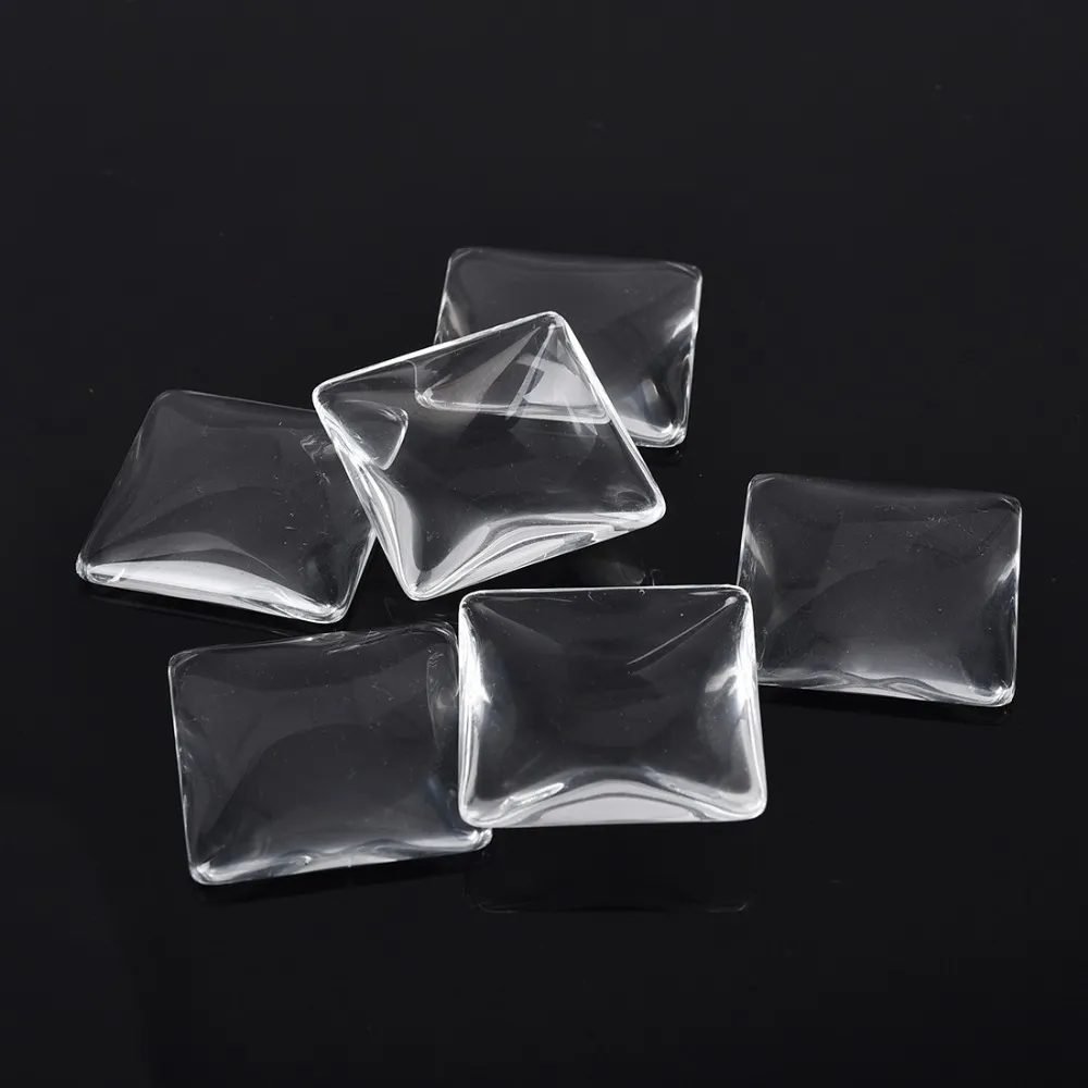 25mm Square Cabochons Transparent Glass Clear Flat Back (1)