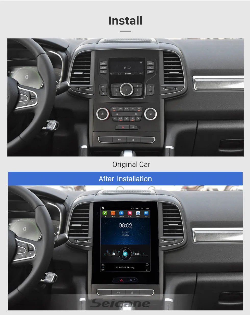 9.7 inch Android 9.1 GPS Navigation Radio for 2015 Renault Koleos with Touchscreen Bluetooth Music support Carplay Mirror Link