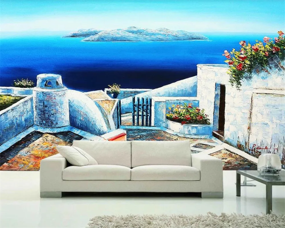 3d Paysage Papier Peint Moderne Papier Peint Belle Rétro Bord De Mer Paysage Fond Paysage Romantique Décoratif 3d Papier Peint Mural