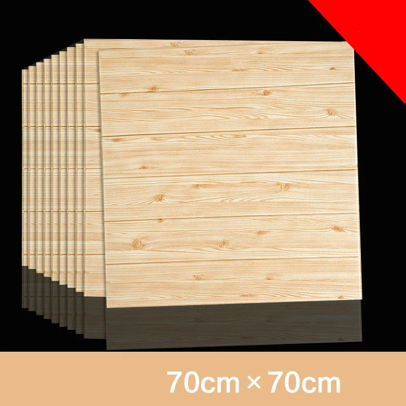 3D Wood Grain Wall Sticker Home Decor Foam Waterproof Wall Covering Self Adhesive Wallpaper For Living Room Bedroom Roof