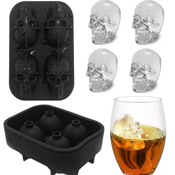 Criativo do crânio - Chefe Stereo Silicone cubo de gelo óssea Ice Mold, Bar partido fresco Whiskey Ice Ferramenta de creme