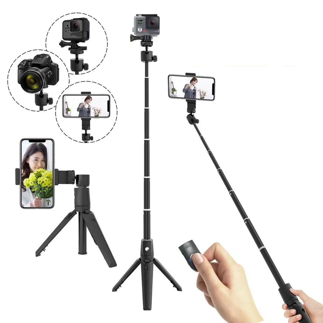 K20 Bluetooth Selfie Stick Tripod Stand met Afstandsbediening ABS + Aluminiumlegering tot 1m 3ft voor Android voor iOS Mobiele Telefoon 20pcs / lot