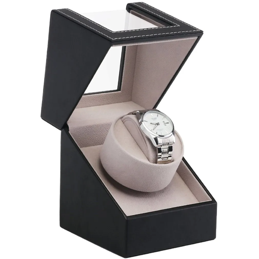EU / US / AU / 영국 플러그 높은 클래스 모터 시계 셰이커 시계 와인 더 케이스 홀더 디스플레이 자동 기계 검은 색 갈색 권선 보석 CX200807