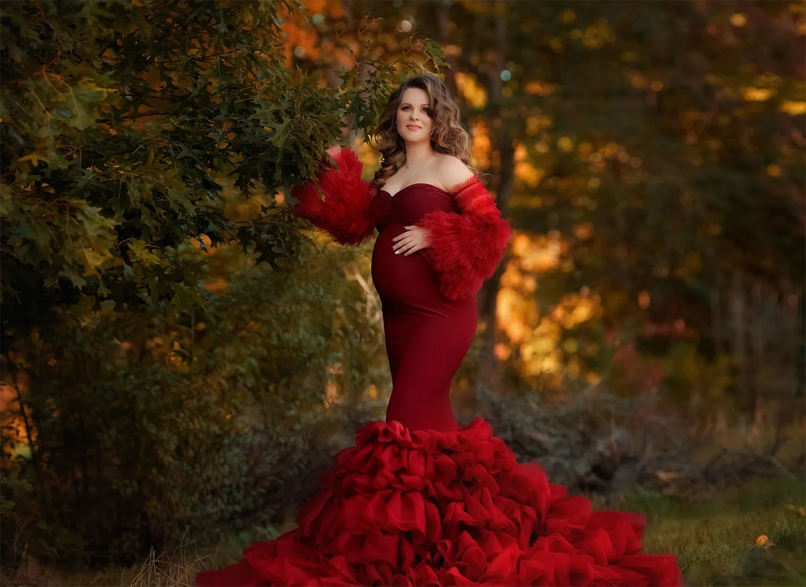 fitted lace wedding dress Maternity Dress For Photo shoot