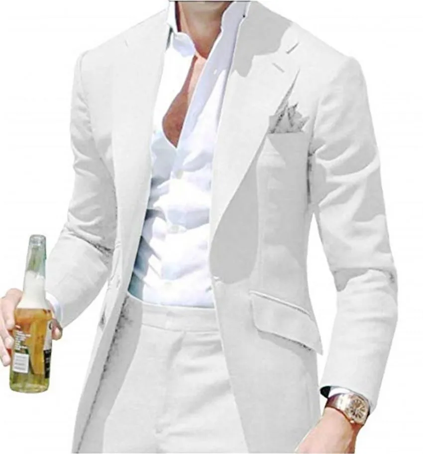 Красивый Ivory Жених Смокинги Нотч Groomsmen Свадебные смокинги Популярные Мужчины Формальная Пром Куртка Blazer Костюм (куртка + брюки + галстук) 715