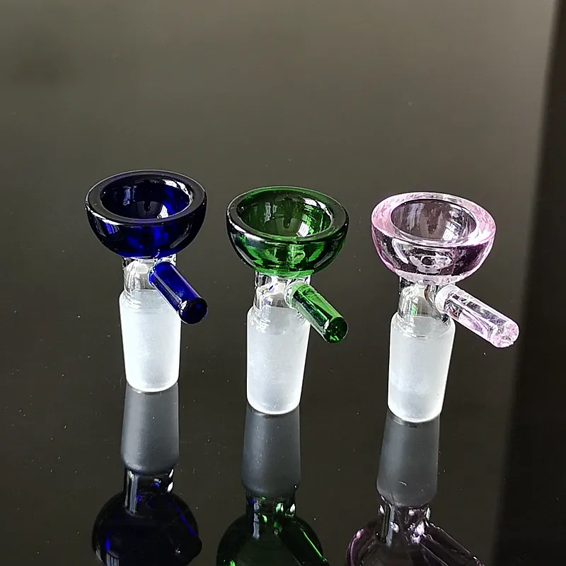 Färgat glas 14mm 18mm hane skålolja dab riggar för tobak bong rökverktyg tillbehör hsb003