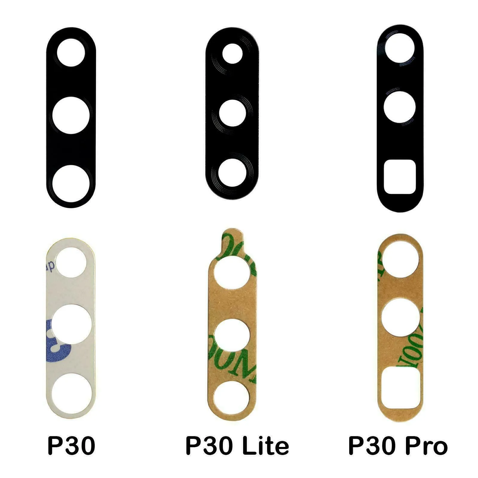 OEM 새로운 없음 접착제 화웨이와 P30 / P30 라이트 / P30 프로 모든 긁힌 돌아 가기 카메라 유리 렌즈 프레임 커버