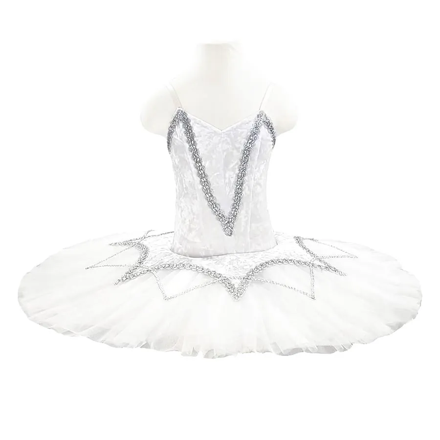 Professional Tutu White Pancake with Silver trims Ballet Tutus Performance Ballet white professional ballet tutu for children