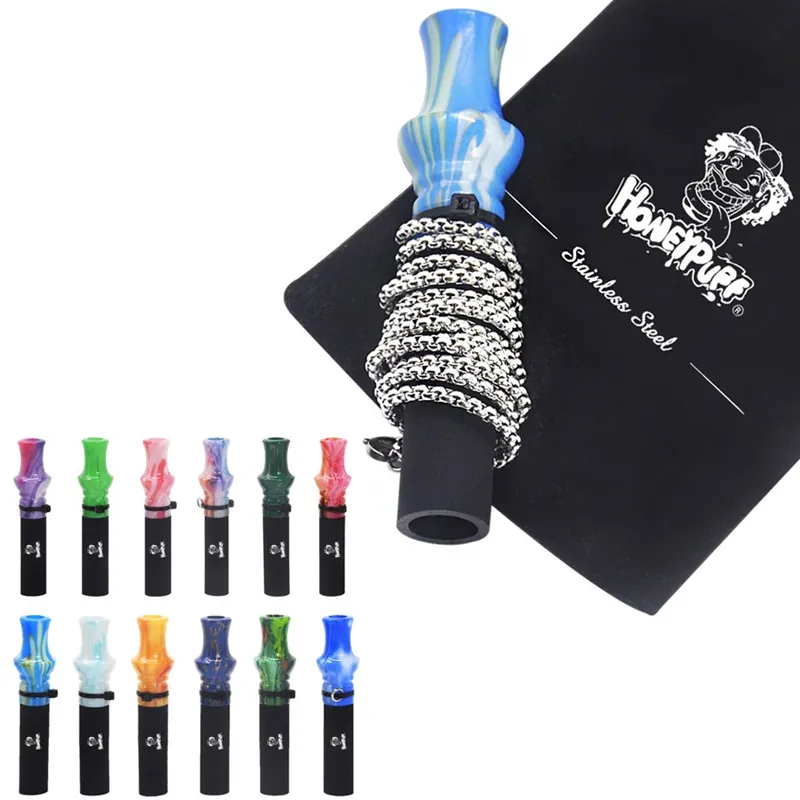 Colorido fresco Resina Aço Inoxidável Colar Hookah Shisha fumadores Boquilha Boca Titular mangueira de Silicone Pendure Rope Sling Lanyard