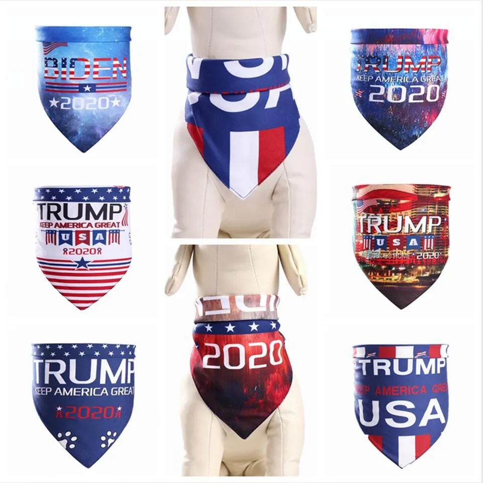 Pet Triangle Sjaal Amerikaanse verkiezingsbenodigdheden voor hondenkat maken Amerika Geweldig Biden Trump US Flag Brief Print Pet Bandanas LJJP394