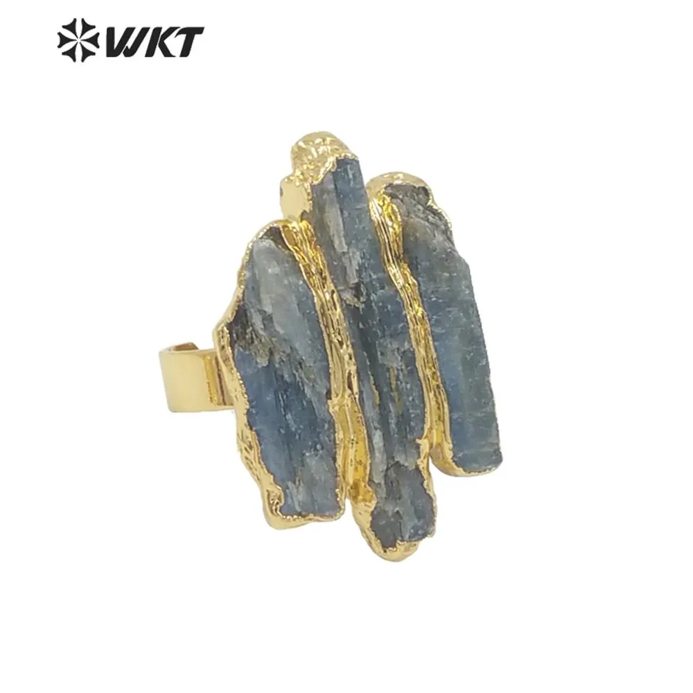 WT-R336 all'ingrosso Esclusivo Esclusivo Blue Kyanite Anello Electroplated con anelli di dimensioni regolabili Donne Gioielli moda donna