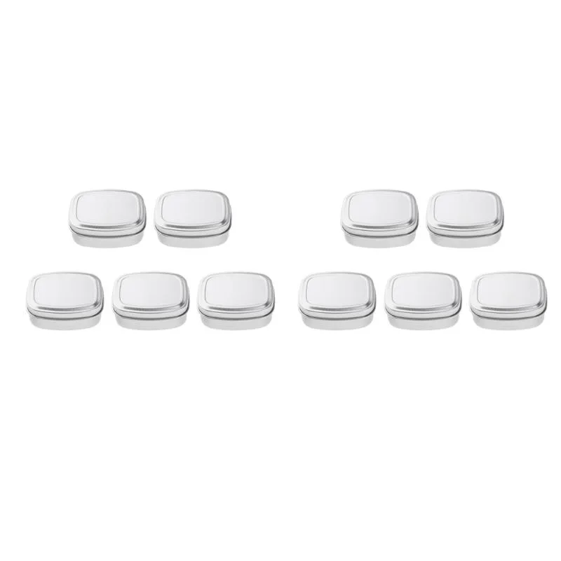 10pcs pots en étain carrés en aluminium crème pommades bocaux conteneur cas