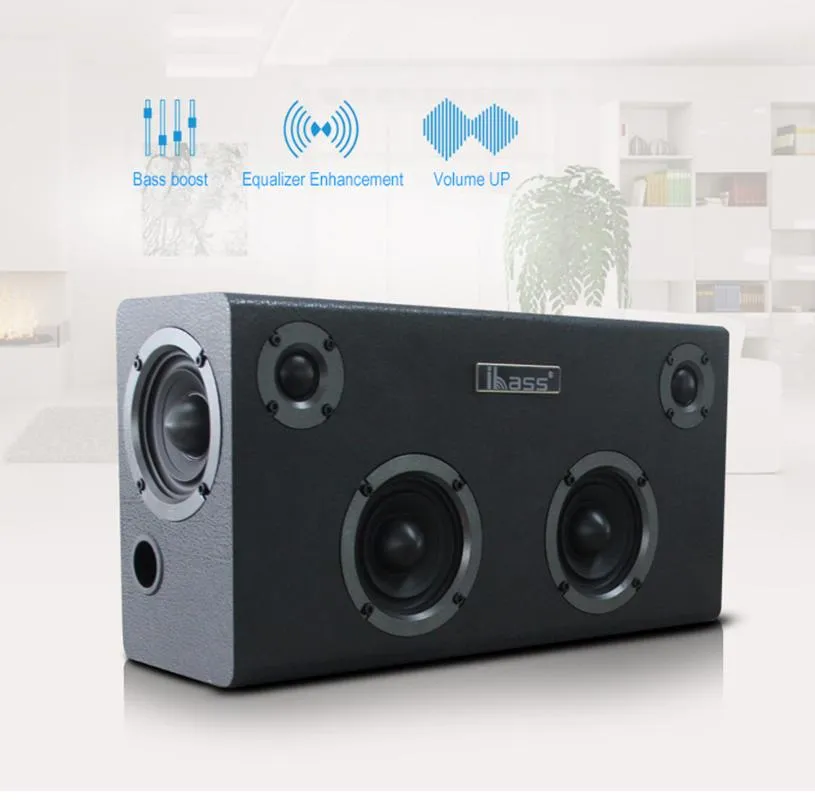 Ibass Gaga Bluetooth-luidspreker houten luidspreker auto buitenhuis 6-eenheid tv-computer audio ondersteuning mobiele telefoon coaxiale aux USB