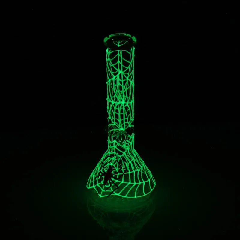 Narghilè Glow in the Dark bong beaker design Dab rig Tubi d'acqua Pinch Glass Bong Glows Oil rig
