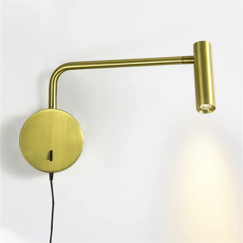 Topoch Swingarm Wandverlichting met plug-in Cord Lamp EU/US Industrial Spotlight voor woonkamer slaapkamer schakelaar aan OFF Warm Wit 3000K leesarmaturen