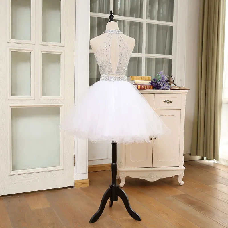 White tulle short prom dress white tulle evening dress,PD22843