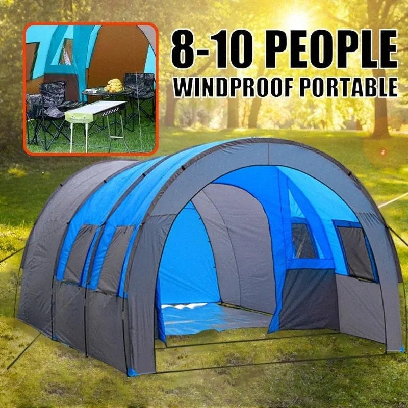 Double layer tunnel clearance hiking tent