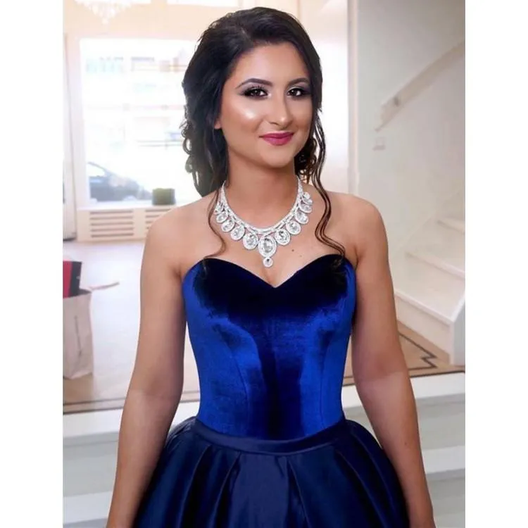 Custom-made Royal Blue Princess ballgown Blue wedding dress with Strapless - Elegant Petites Plus Size Bridal Gresses