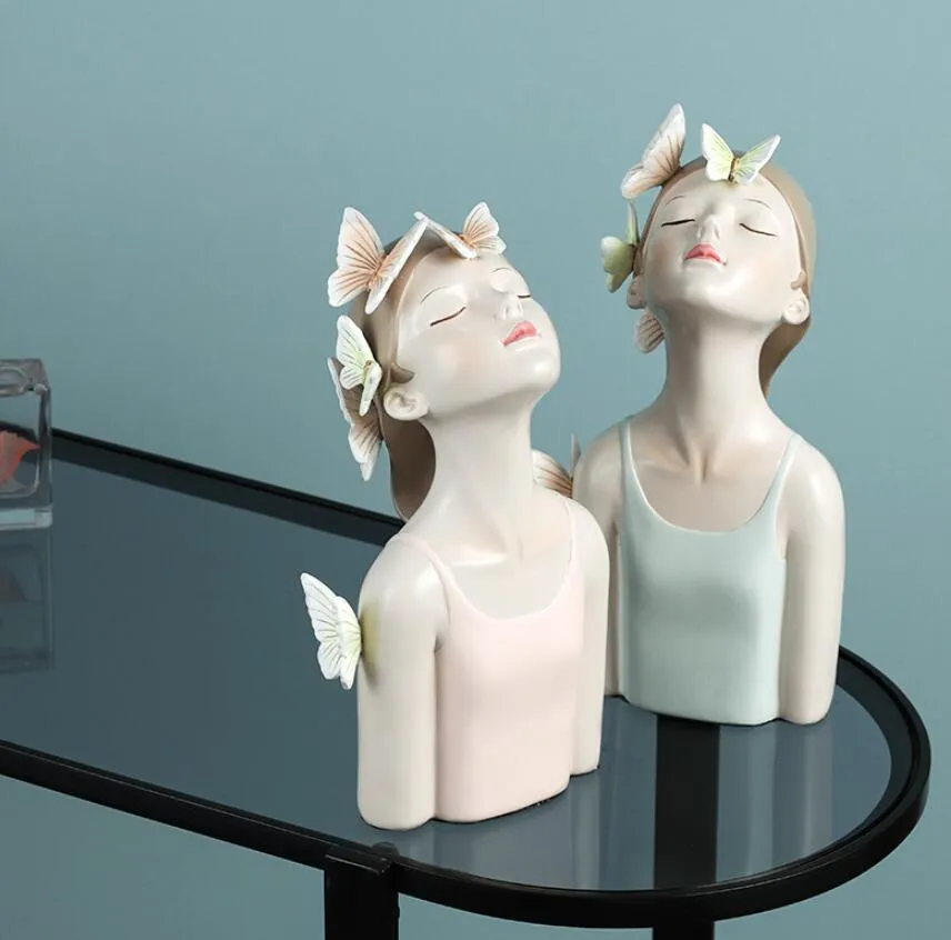 Blick auf Schmetterling Mädchen Kunst Einrichtung Neuheiten kreative Wohnzimmer Tischplatte weiche Dekoration Licht Luxus Harz