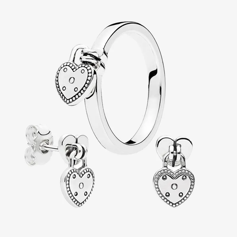 Amor Calor anel pingente e brincos definido para Pandora Prata 925 anéis de casamento Brinco com a caixa original para Mulheres