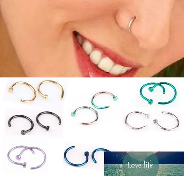 Mode Nez Anneaux En Acier Inoxydable Nez Ouvert Cerceau Anneau Bouton Anneaux Corps Piercing Bijoux Unisexe Ponction Accessoires Piercing Anneaux 8 MM