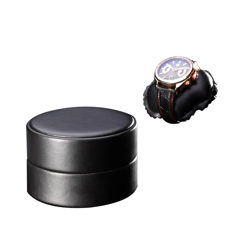 Zwart lederen horloge opbergdozen Case Single Organizer Case New Brand Roll Watch Gift229U