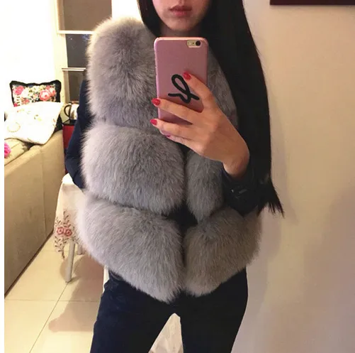 Kvinnor Faux Fur Gilet Fluffig ärmlös väst Coat Jacka