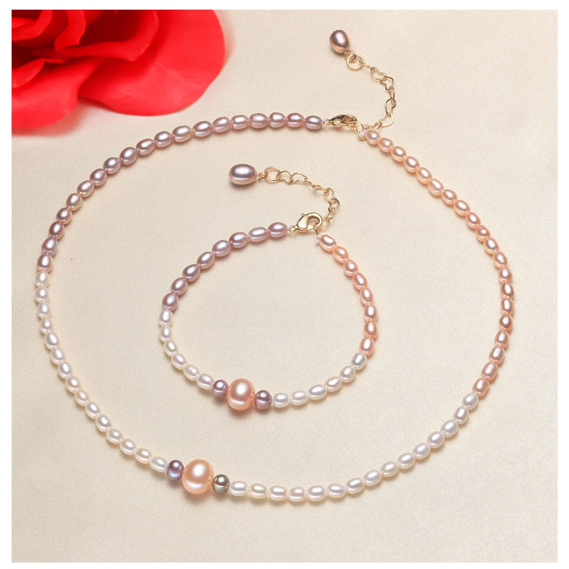 Origin direct selling natural freshwater pearl bracelet necklace set feminine pearl jewelry store wholesale