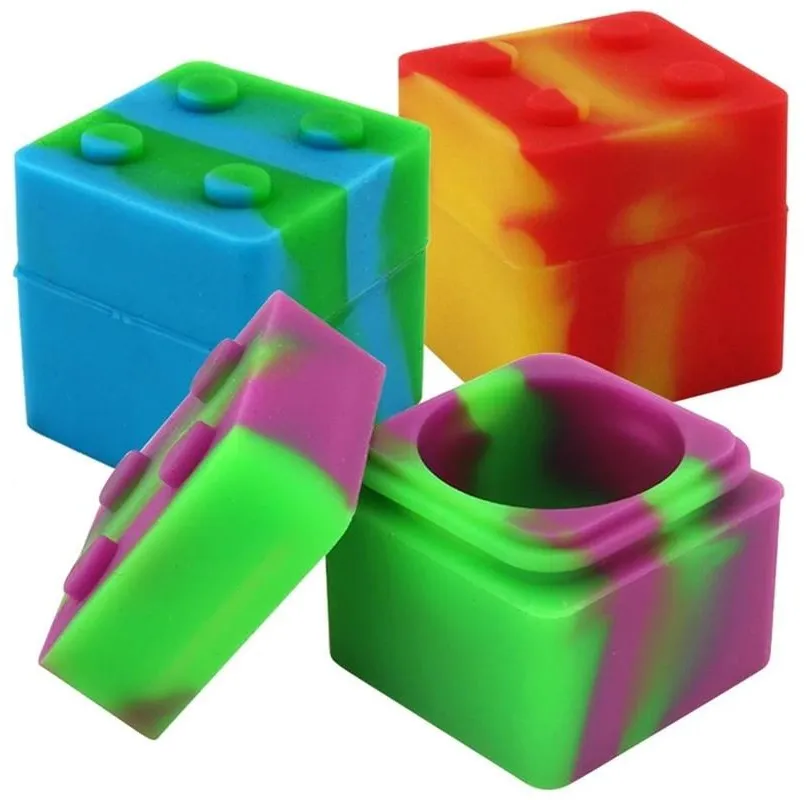 9ml Silicone Dab Containers Outdoor Cigarette Paste Camouflage Box Square Building Blocks Shape Mini Smoking Tool Case 1 7bs G2