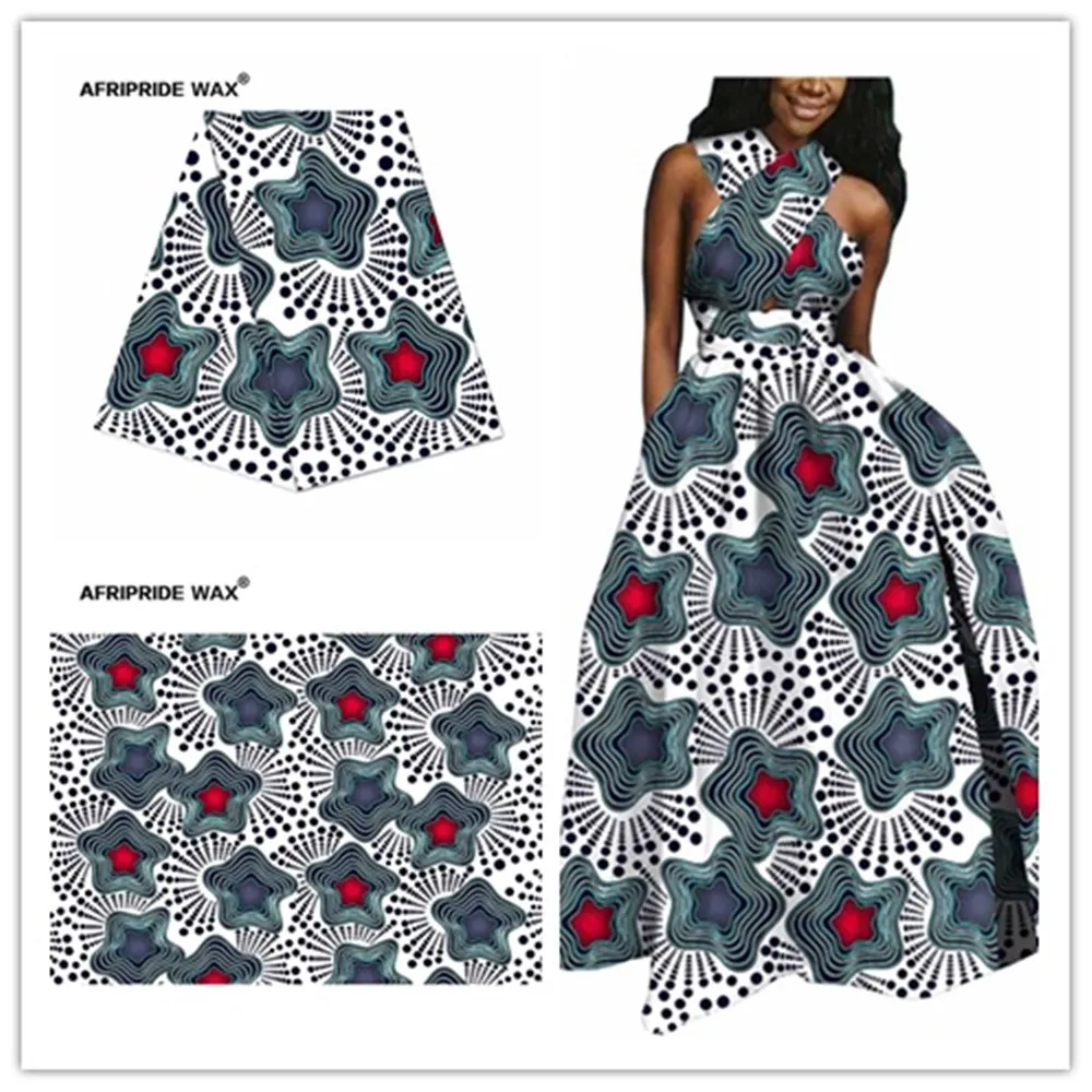 2021 Afrika Ankara Partihandel Kvalitet Tyg, Afrikanskt blommönster, Bomull Real Wax Brocade Fabric Garment A18F0341X