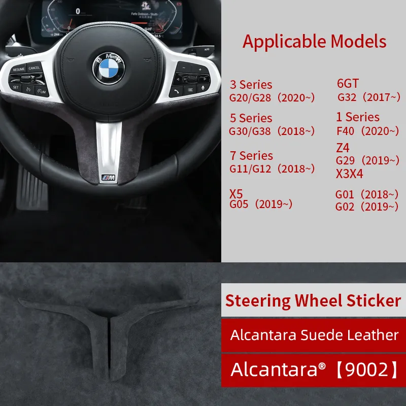Couvercle du volant - autocollant intérieur Alcantara pour BMW F30