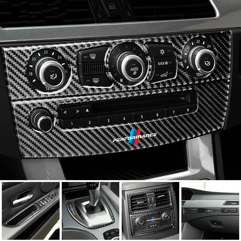 Auto Stickers Interieur Gear Shifter Modificatie Luchtuitlaat CD Panel Koolstofvezel Decoratieve Trim voor BMW E60 2004- 2010 5 Serie