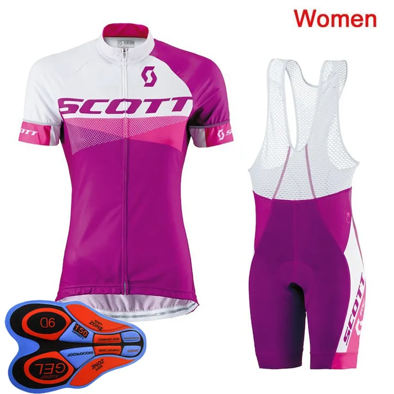 2021 Scott Team Kvinnor Cykling Jersey Set Sommar Kortärmad Bike Tröja Bib Shorts Suit Racing Kläder Cykel Outfits Y21031820