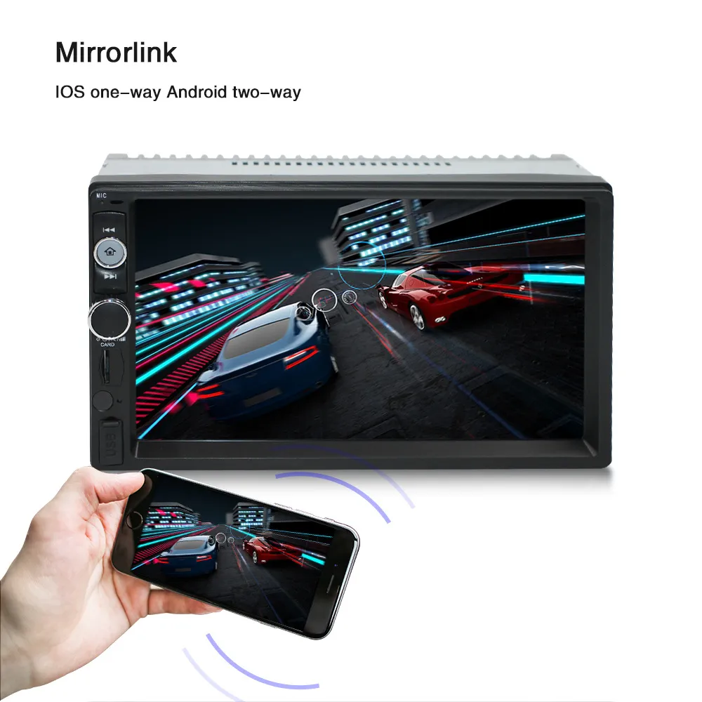 Car Video DVD Player Universal 7 polegadas Android GPS Navegação Bluetooth WiFi Suporte Carplay Dab + OBDII USB TPMS Controle de volante