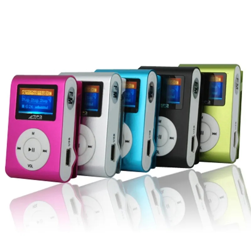 Mp3 Player Mini USB Metal Clip Portable Audio LCD Screen FM Radio Support Micro SD TF Card Lettore With Earphone Data Cable