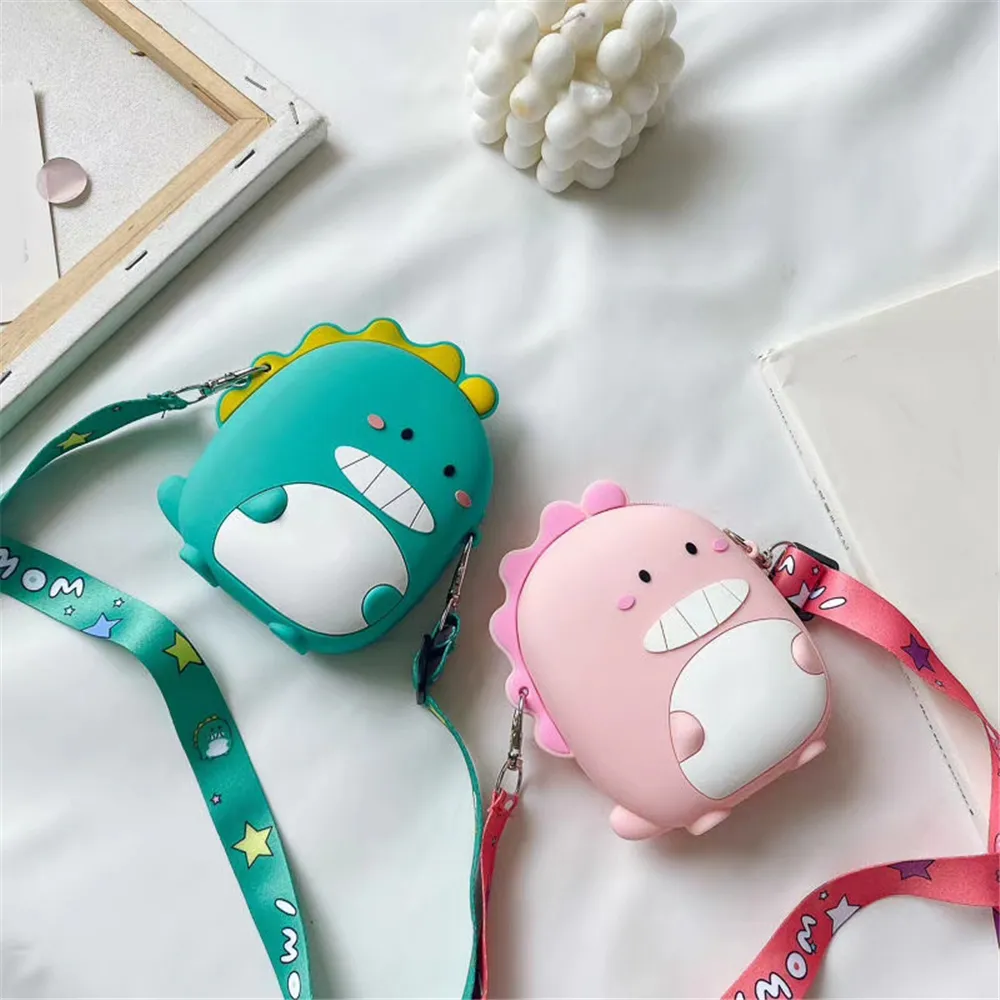 12 cm Dragon dinosaures mignon dessin animé femmes filles sacs en silicone mignon clé portefeuille sac porte-monnaie beaux enfants sacs à bandoulière