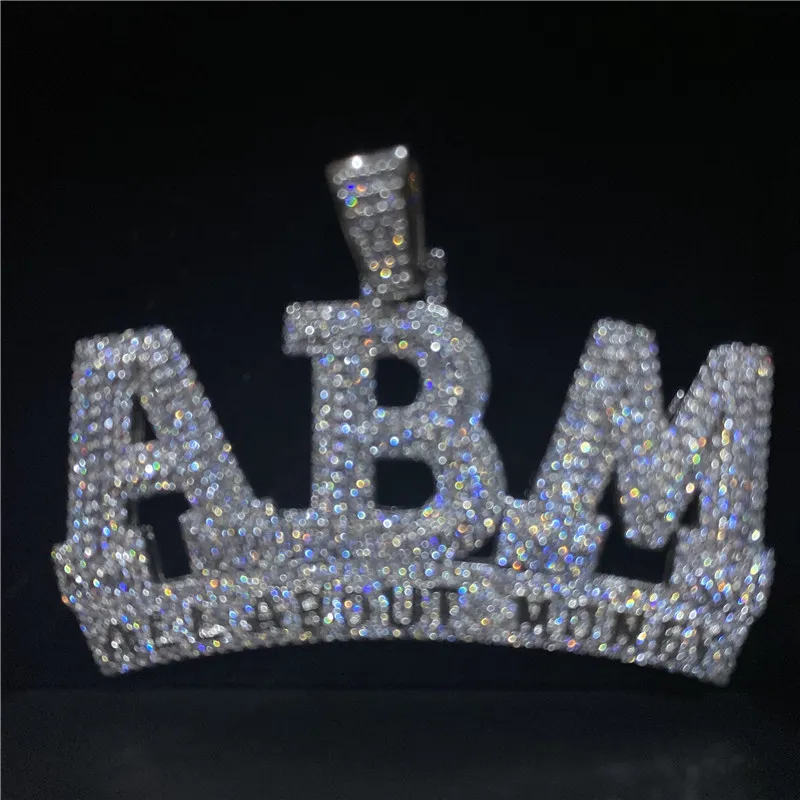 Hip Hop Iced Out Diamante Lettera ABM Ciondolo Oro Argento Placcato Micro Pavimentato Zircone Cubico Mens Gioielli Regalo