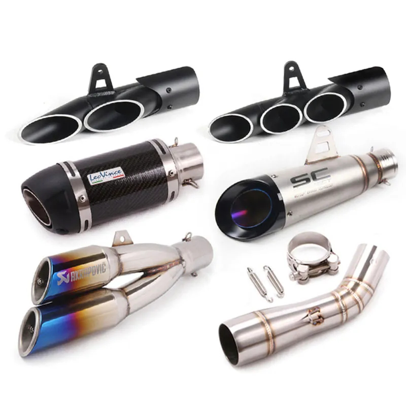 Universal Motorcycle Double Hole Exhaust Pipe Echappement