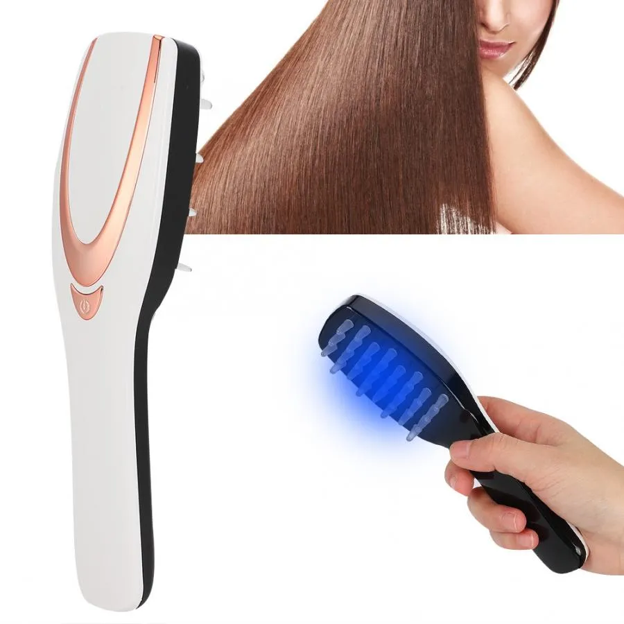 Elektrisk massage hårväxt kamröd och blå färglätt terapi hårbotten vård vibrerande kam anti-hårförlustvård instrument gåva300y